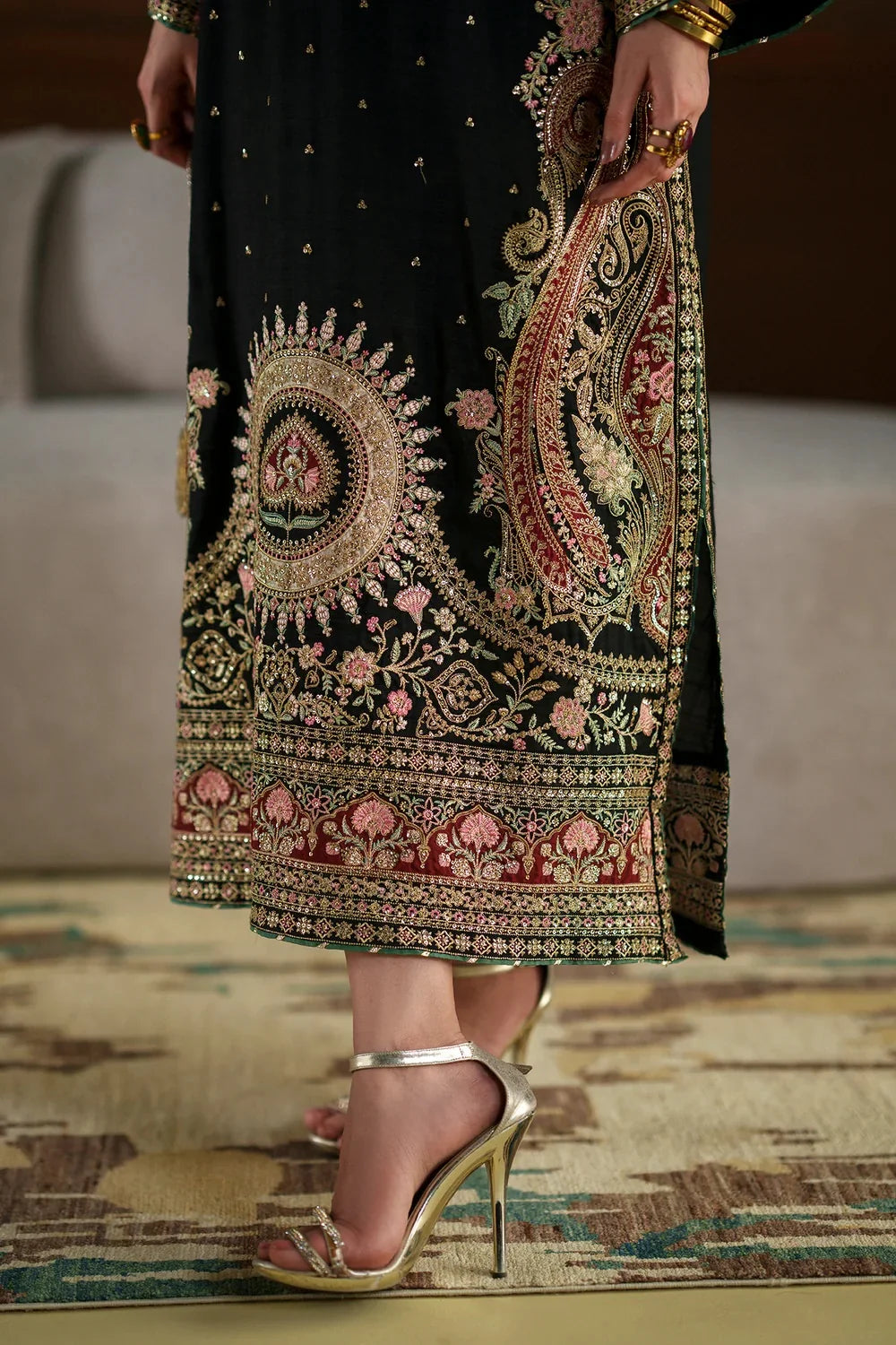 ✨ Black & Gold Kashmiri Majesty – Luxury Embroidered | Ready to Wear