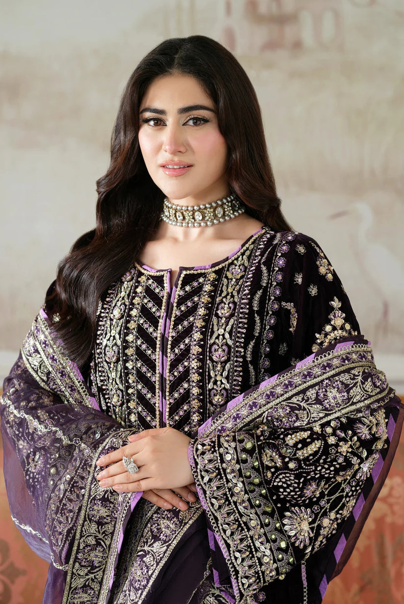 Heavy Embroidered Velvet 3-Piece Suit Ready-to-Wear