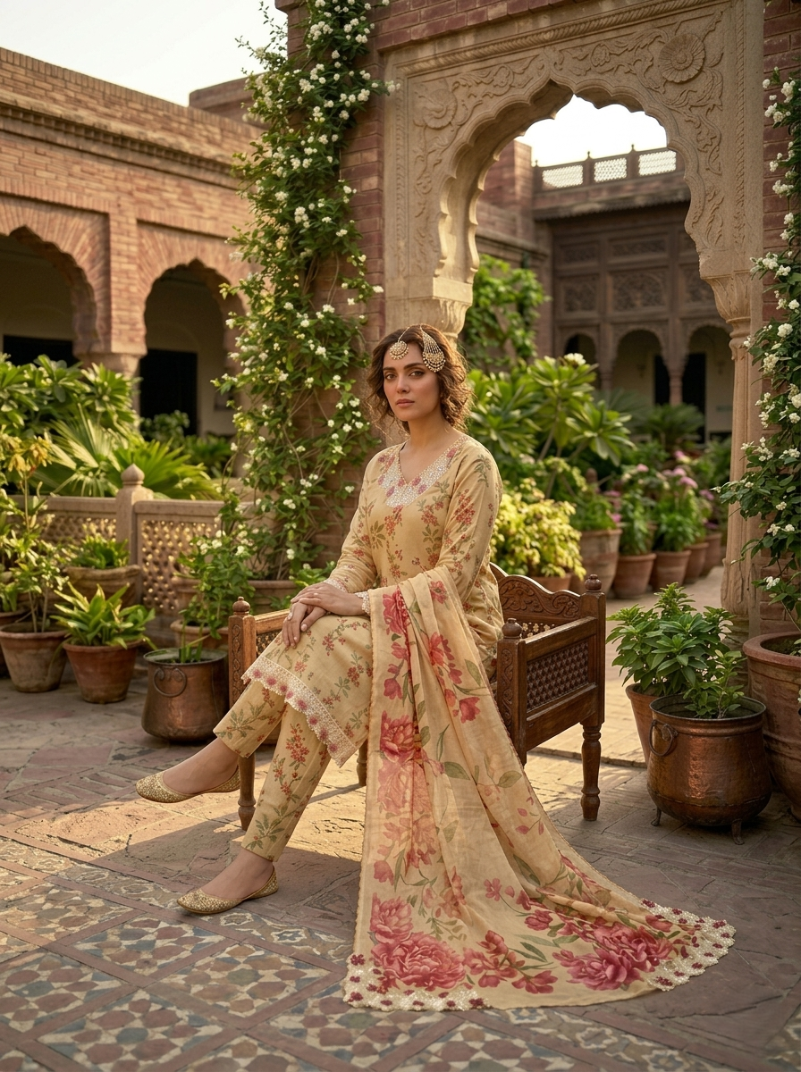 03 Piece Printed Lawn Suit - Ready to Wear