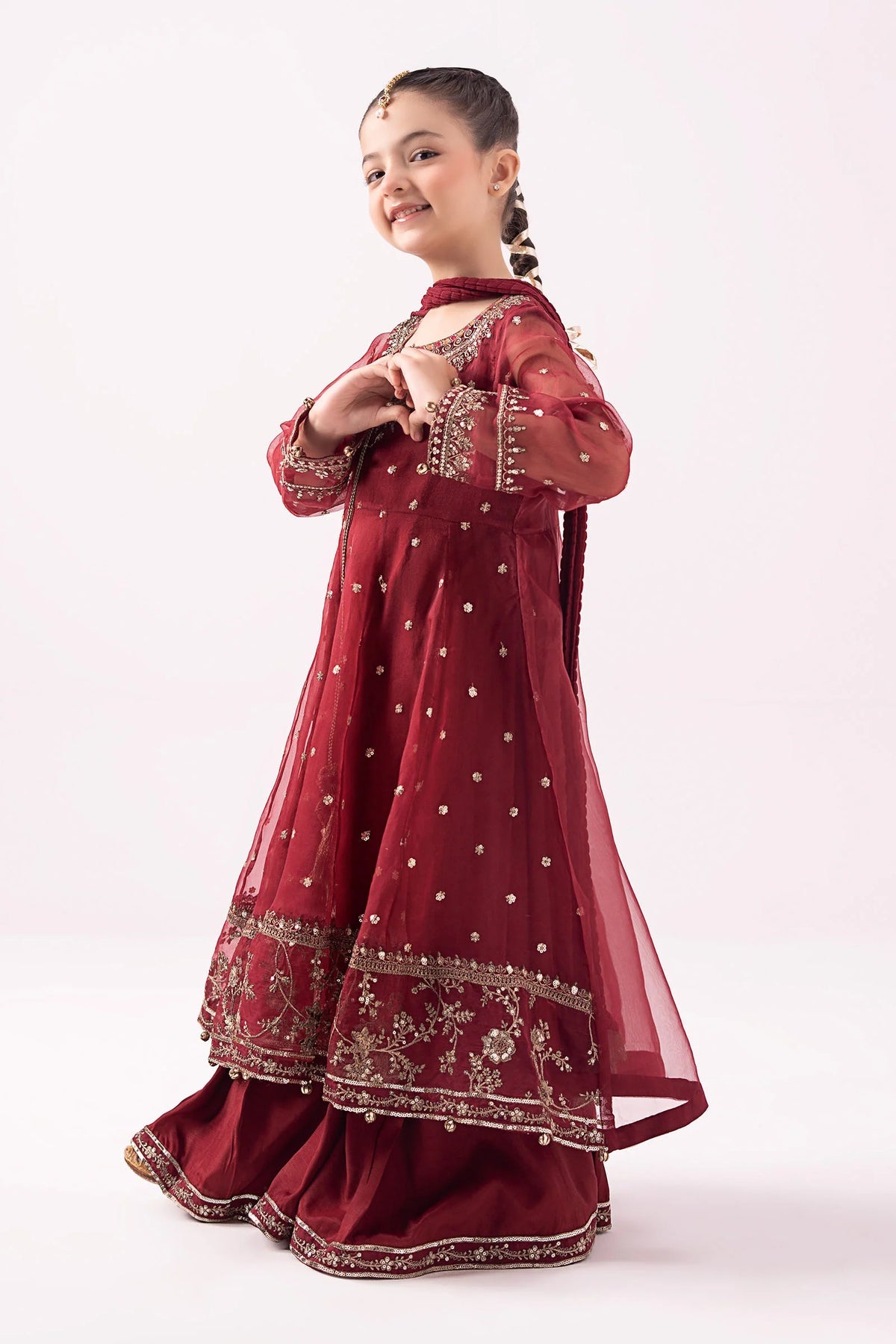 Elegant Embroidered Chiffon Girls’ Ready-to-Wear Suit