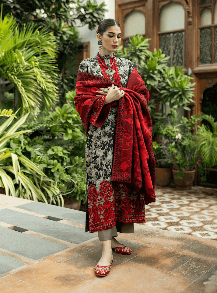 3 Piece Lawn Embroidery Suit -With Chiffon Dupatta | Ready To Wear