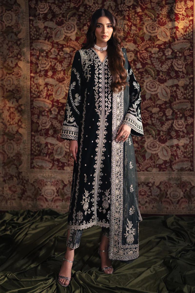 Luxury Velvet Embroidered Ready-to-Wear 3-Piece Suit