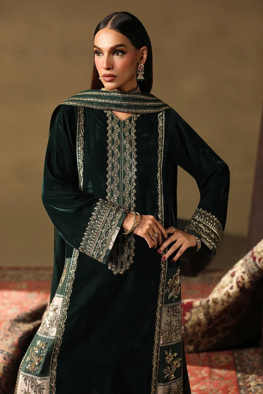 Bottle Green Velvet Kurta Set | Ready-to-Wear