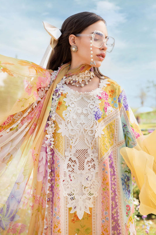 03-Piece Printed Lawn Suit With Chiffon Dupatta | Ready To Wear
