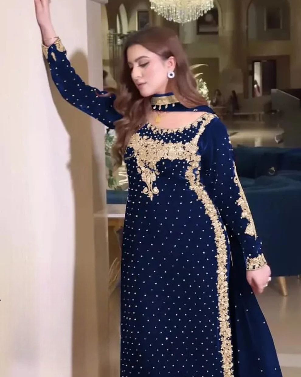 Luxury Embroidered Velvet 3-Piece Suit