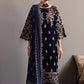 Elegant Embroidered Velvet 3-Piece Suit with Chiffon Dupatta