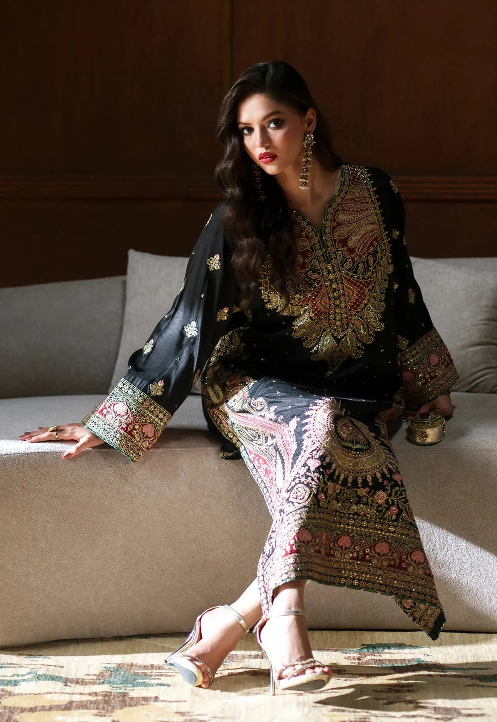 ✨ Black & Gold Kashmiri Majesty – Luxury Embroidered | Ready to Wear