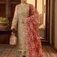 Pistachio & Crimson - 3 Piece Heavy Embroidered Suit | Ready To Wear