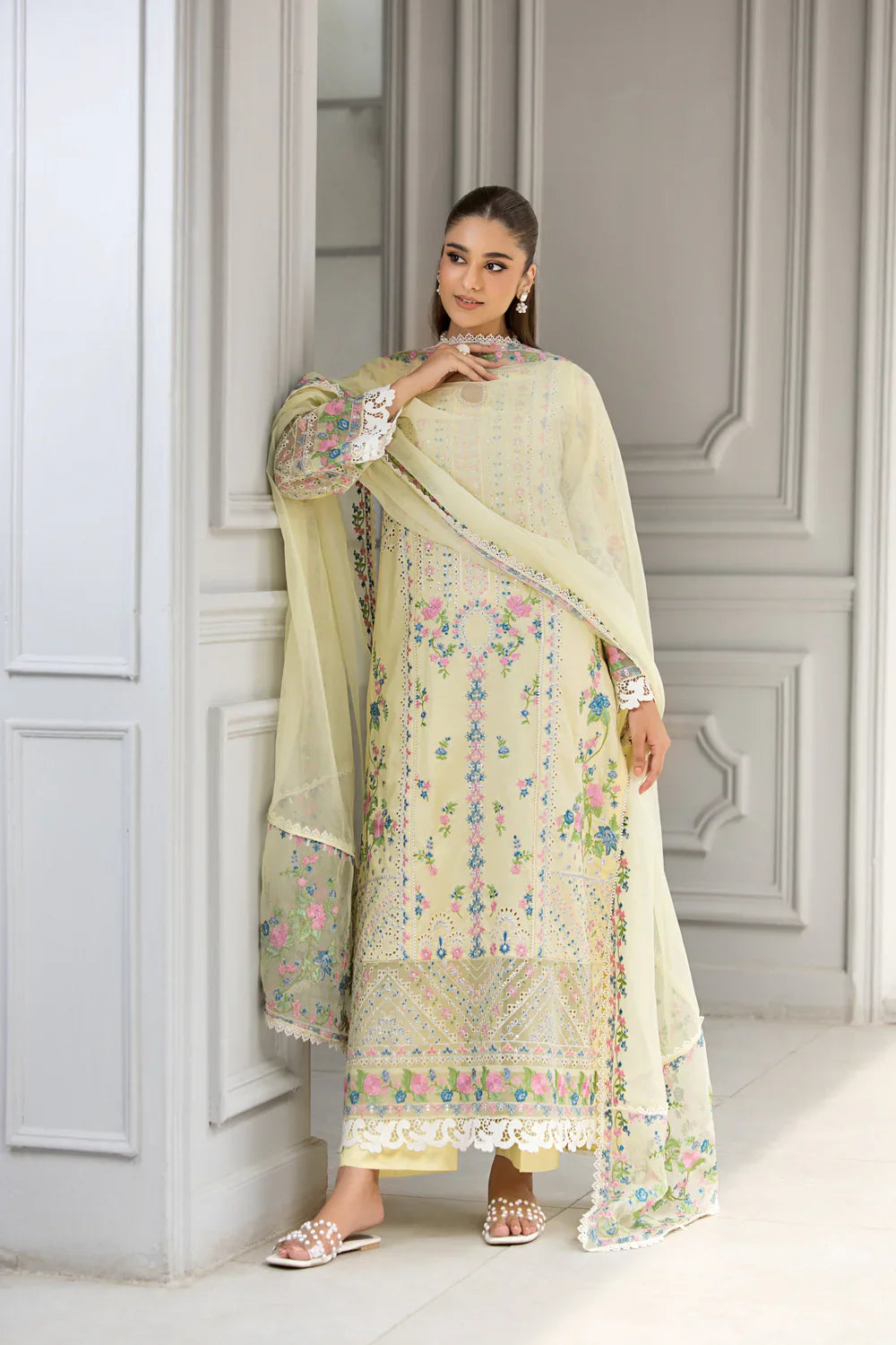 03-Piece Embroidered Chikankari Suit | Ready To Wear