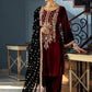 Royal Maroon & Black – Premium Velvet Suit | Ready to Wear