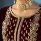 Royal Maroon & Black – Premium Velvet Suit | Ready to Wear