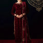 Ready-to-Wear Mehroon Luxury Velvet Embroidered 3-Piece Suit