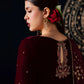 Ready-to-Wear Mehroon Luxury Velvet Embroidered 3-Piece Suit
