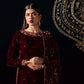 Ready-to-Wear Mehroon Luxury Velvet Embroidered 3-Piece Suit