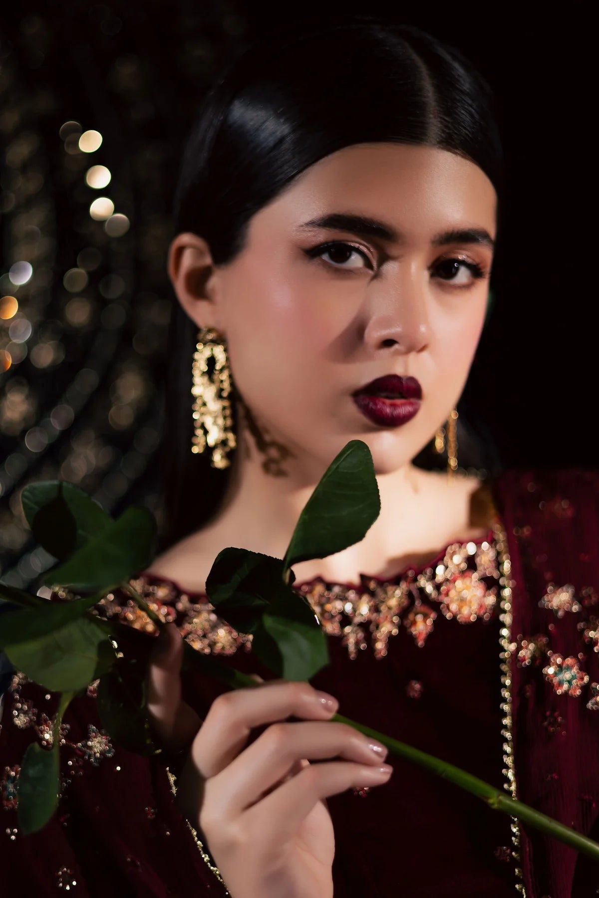 Ready-to-Wear Mehroon Luxury Velvet Embroidered 3-Piece Suit