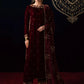 Ready-to-Wear Mehroon Luxury Velvet Embroidered 3-Piece Suit