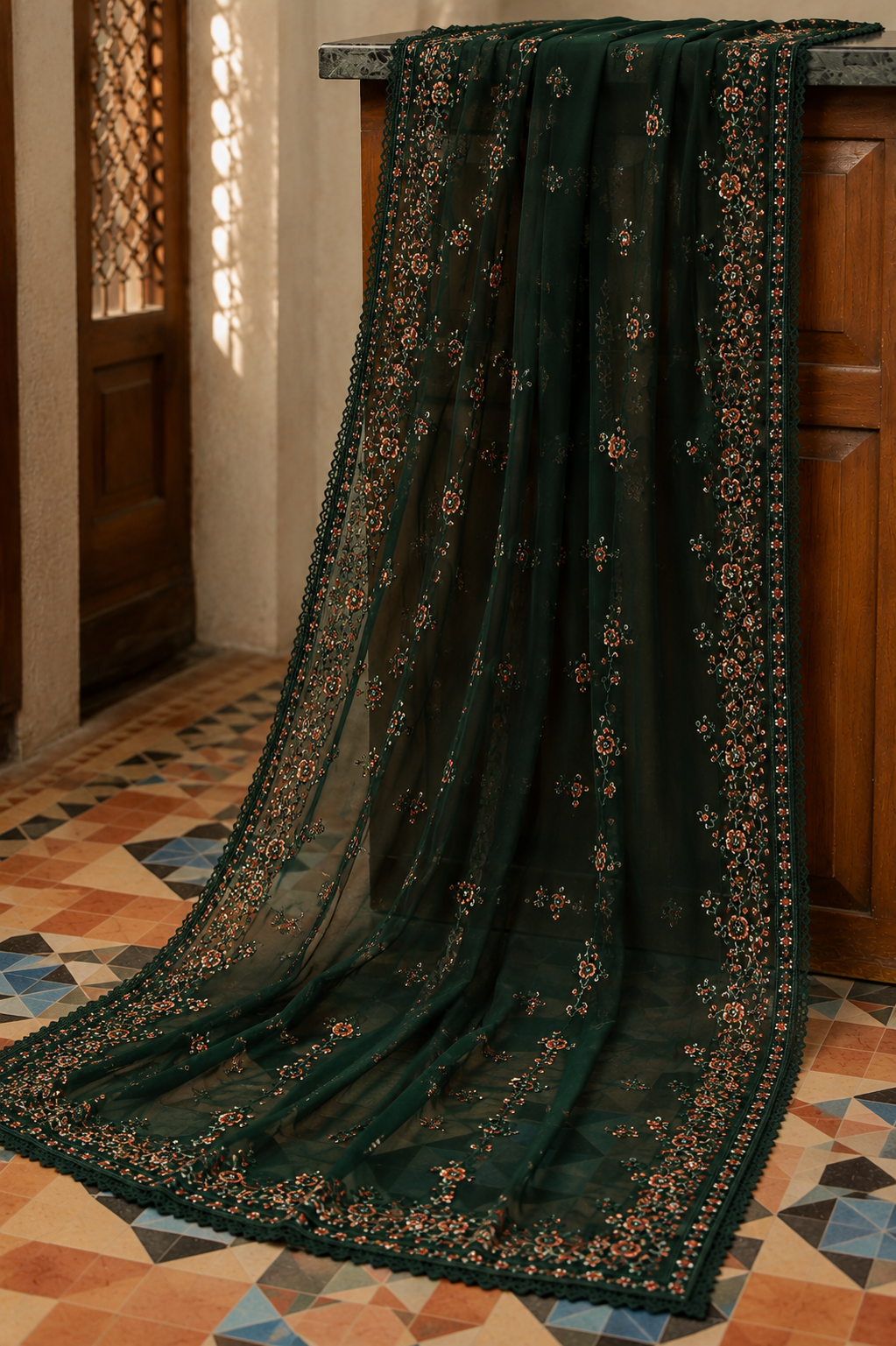 3-Piece Lawn Suit with Embroidered Chiffon Dupatta | Ready to Wear