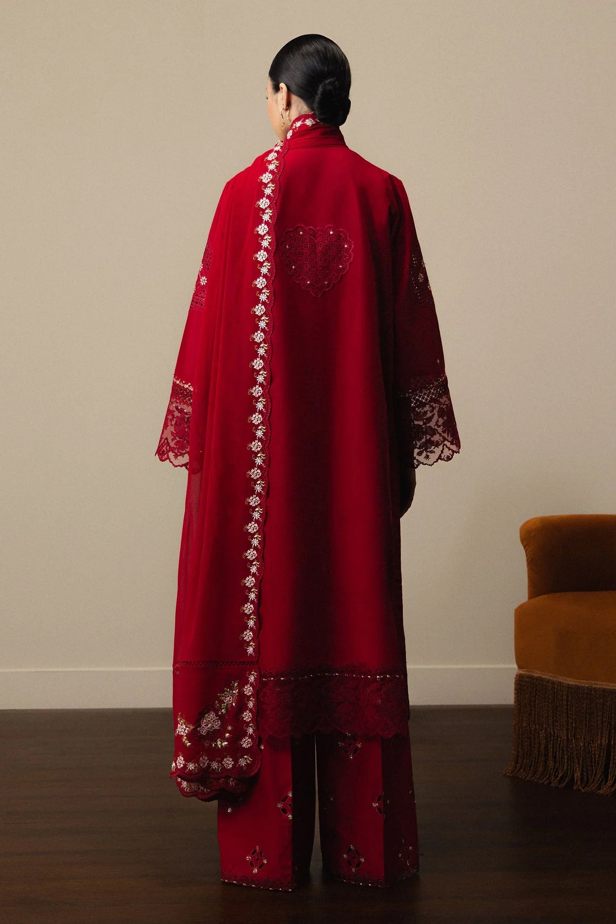 03-Piece Embroidered Lawn Suit With Chiffon Dupatta | Ready To Wear