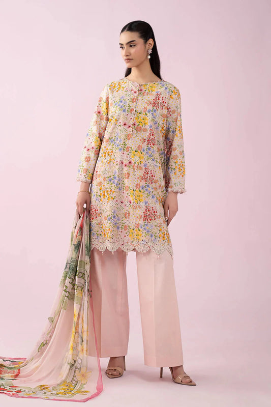 03-Piece Printed Lawn Suit With Chiffon Dupatta | Ready To Wear