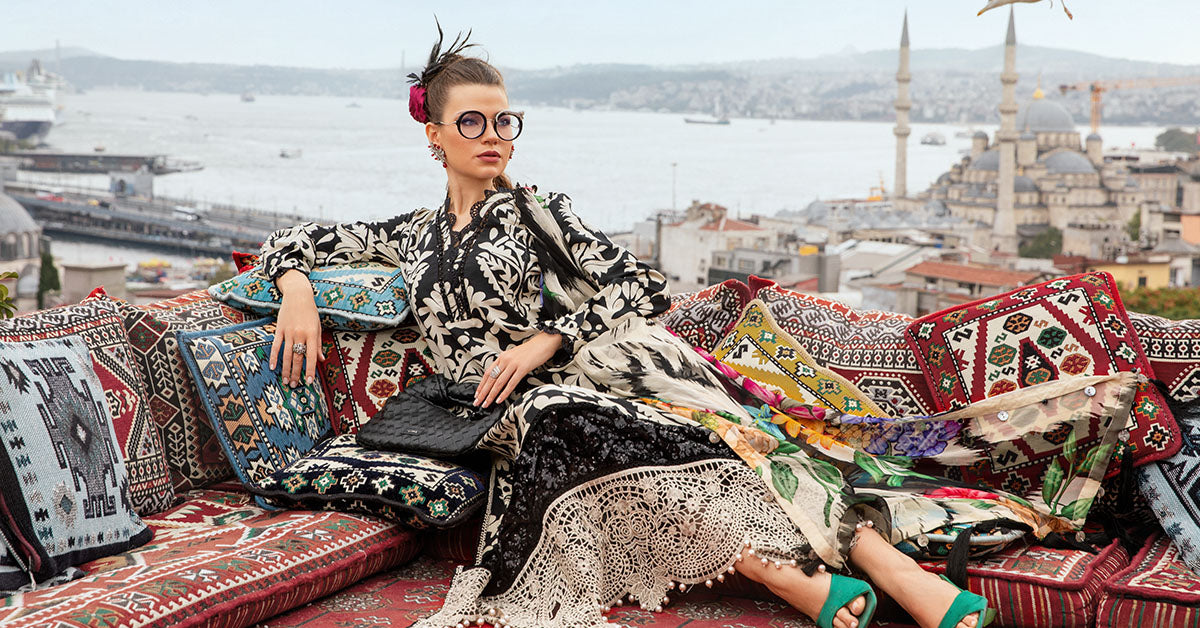Black Printed Cambric 3-Piece Ready-to-Wear Suit