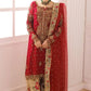 Bridal Red Embroidered Chiffon Suit With Organza Dupatta | Ready To Wear