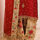 Bridal Red Embroidered Chiffon Suit With Organza Dupatta | Ready To Wear