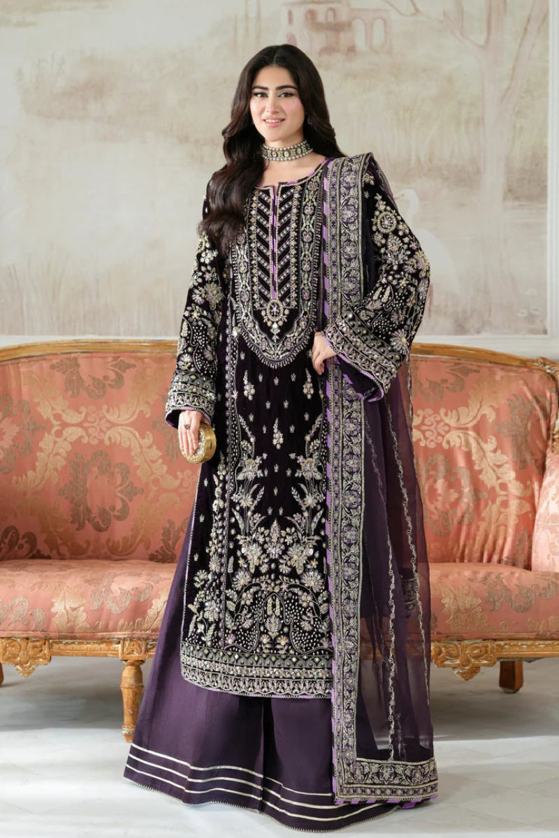 Heavy Embroidered Velvet 3-Piece Suit Ready-to-Wear
