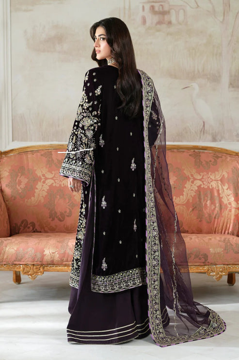 Heavy Embroidered Velvet 3-Piece Suit Ready-to-Wear