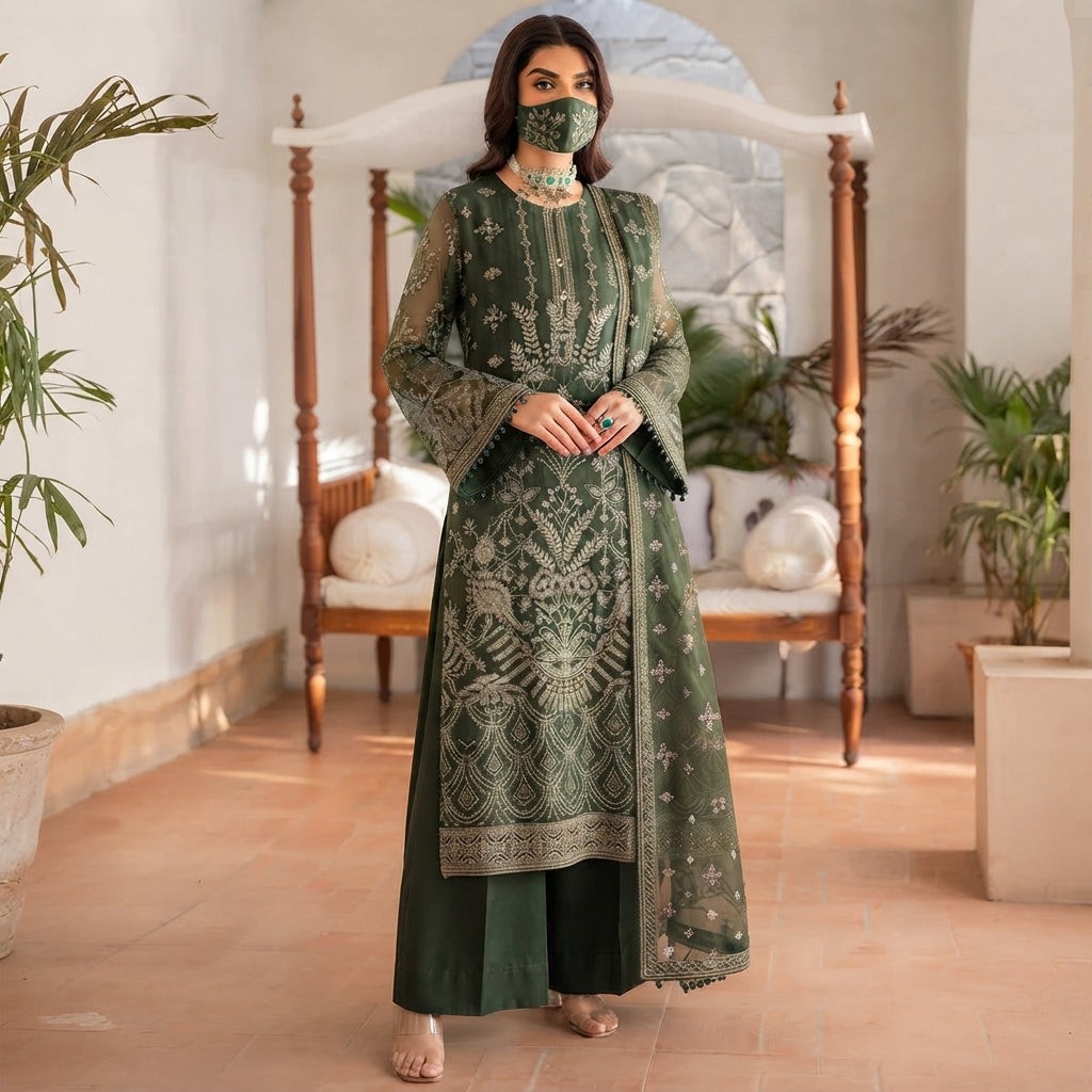 Luxury Chiffon Embroidered Ready-to-Wear 3-Piece Suit