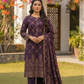 03 Piece Maroon & Gold Embroidered Jacquard Suit - Ready  To Wear