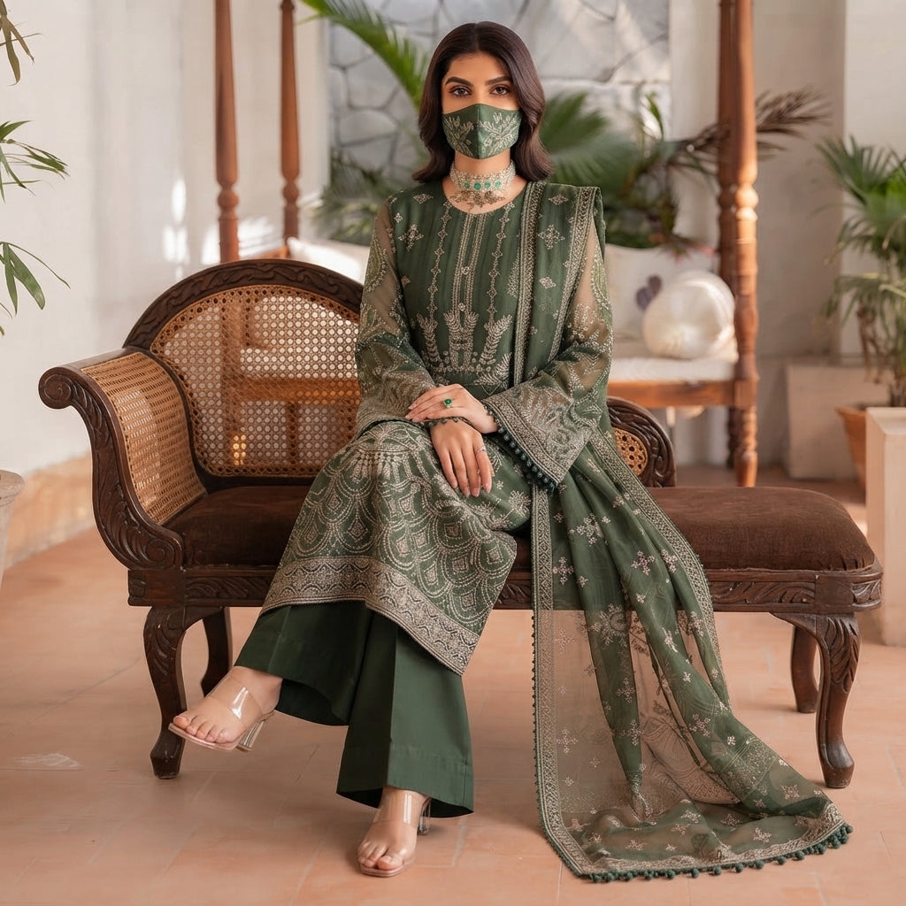 Luxury Chiffon Embroidered Ready-to-Wear 3-Piece Suit
