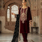 Royal Maroon & Black – Premium Velvet Suit | Ready to Wear