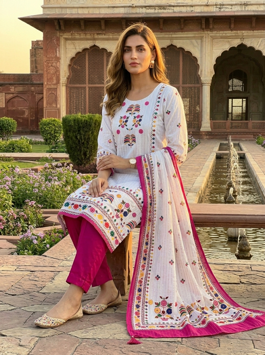 03 Piece Embroidered Chiffon Suit - Ready  To Wear
