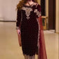 Luxury Embroidered Velvet 3-Piece Suit