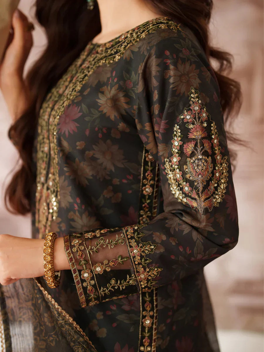03-Piece Printed Lawn Suit With Heavy Embroidery - Ready To Wear