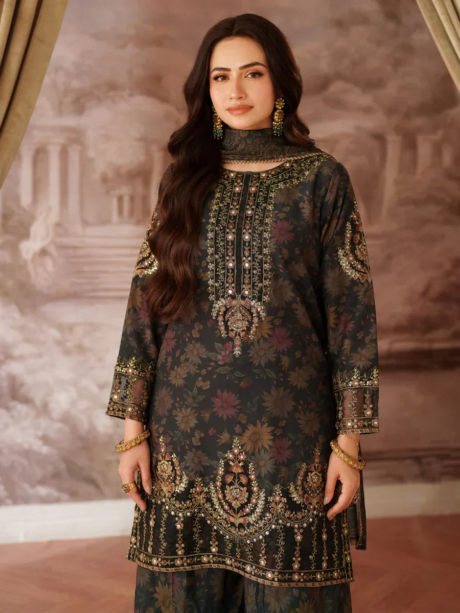 03-Piece Printed Lawn Suit With Heavy Embroidery - Ready To Wear