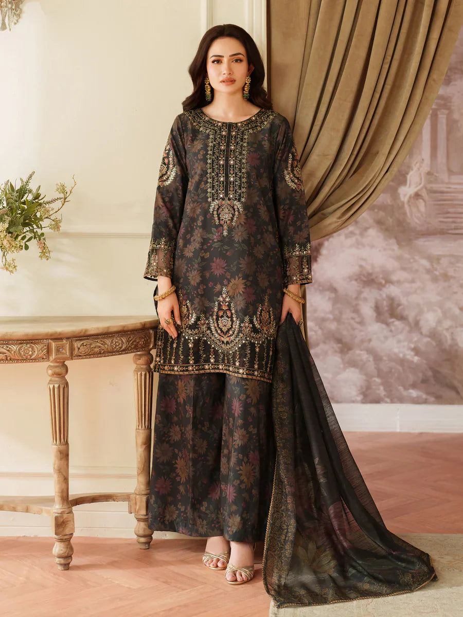 03-Piece Printed Lawn Suit With Heavy Embroidery - Ready To Wear
