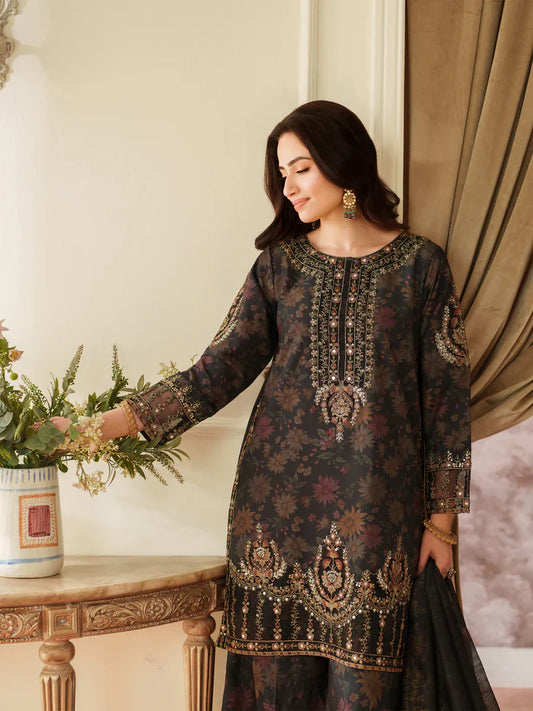 03-Piece Printed Lawn Suit With Heavy Embroidery - Ready To Wear