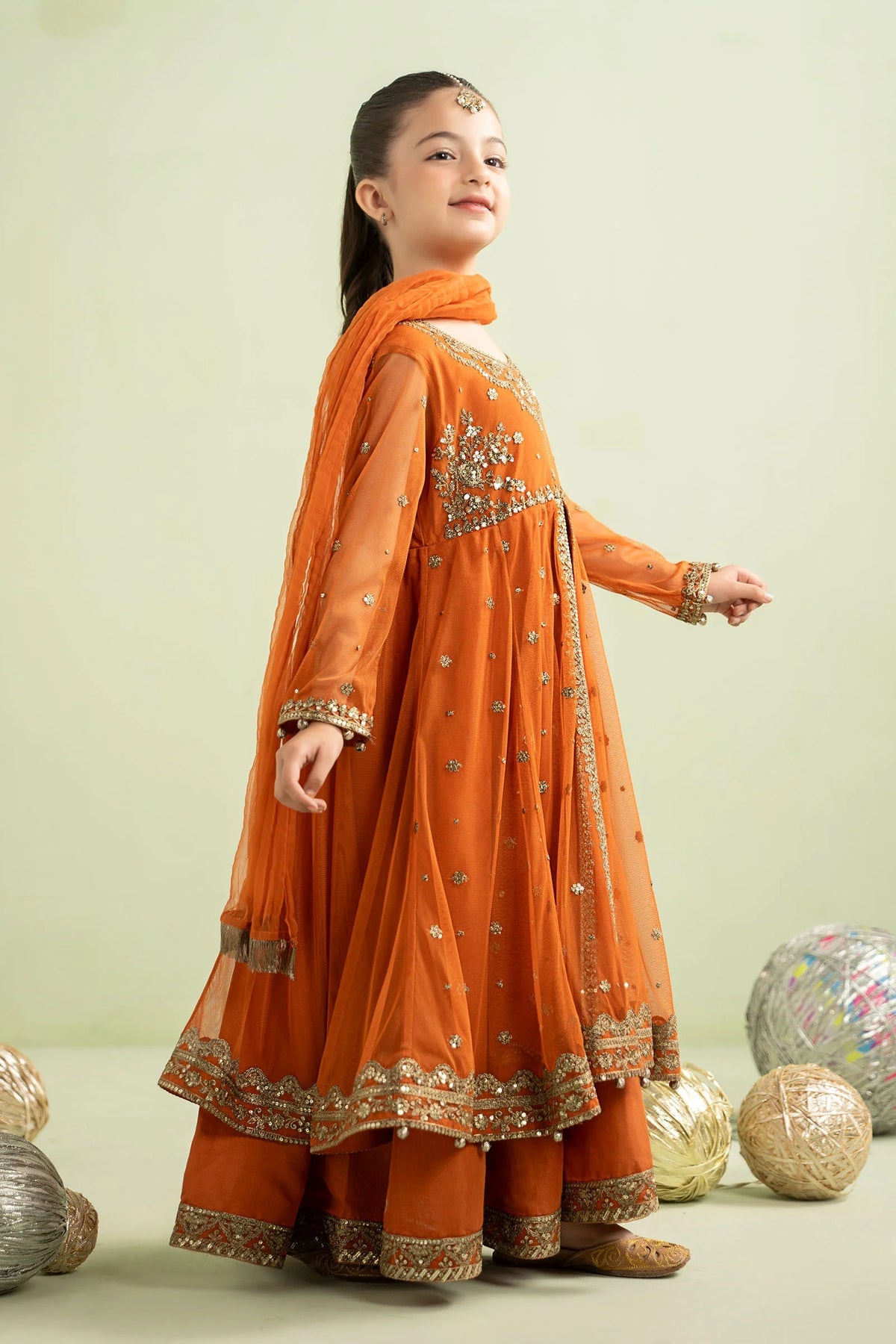 Luxury Embroidered Chiffon Girls’ Ready-to-Wear Suit