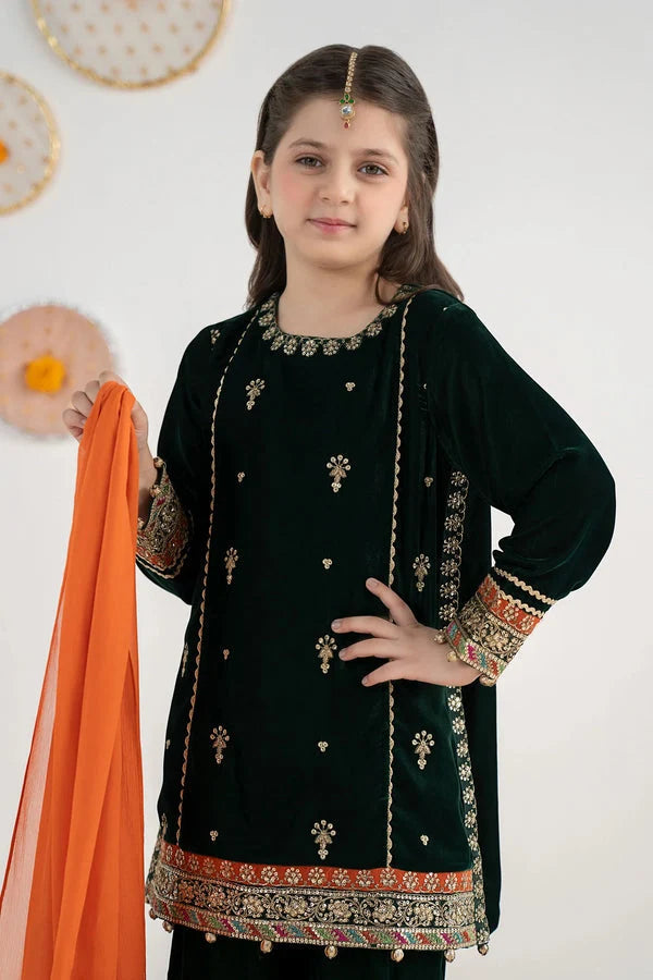 Luxury Embroidered Chiffon Girls’ Ready-to-Wear Suit