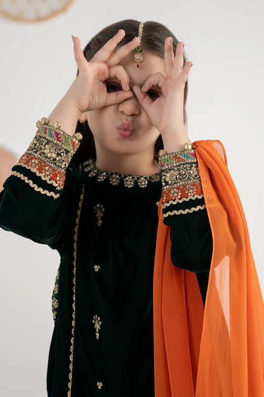 Luxury Embroidered Chiffon Girls’ Ready-to-Wear Suit