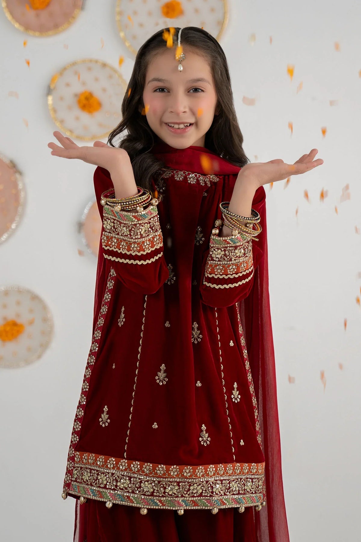 Elegant Embroidered Chiffon Girls’ Gharara 3-Piece – Ready to Wear