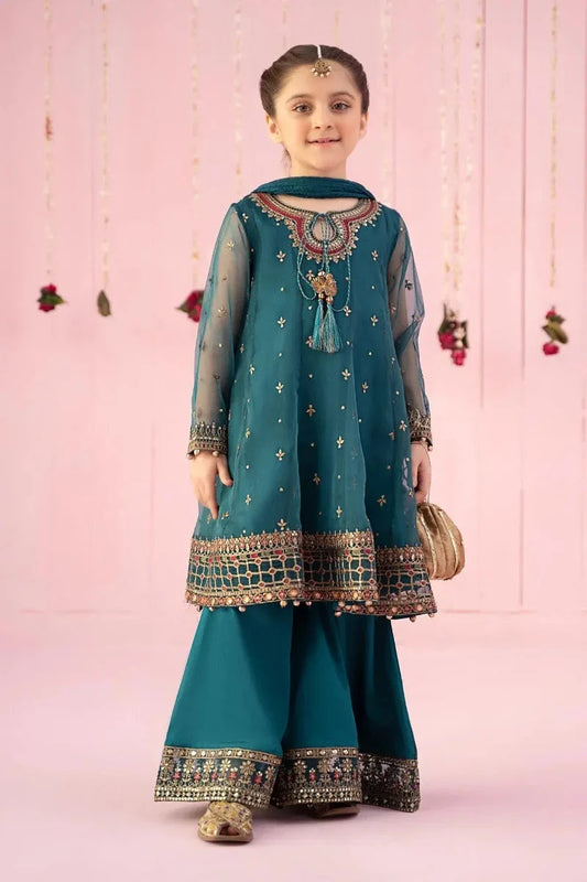 Elegant Embroidered Chiffon Girls’ 3-Piece Party Wear – Ready to Wear