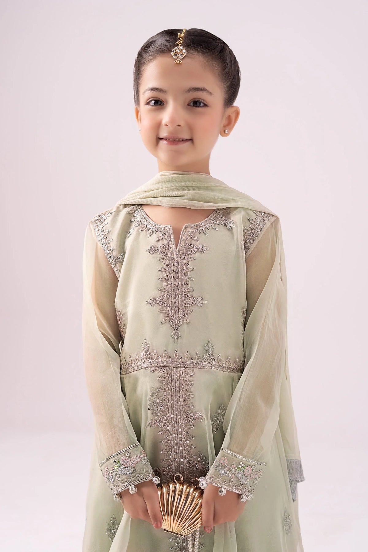 Elegant Embroidered Chiffon Girls’ 3-Piece Party Wear – Ready to Wear