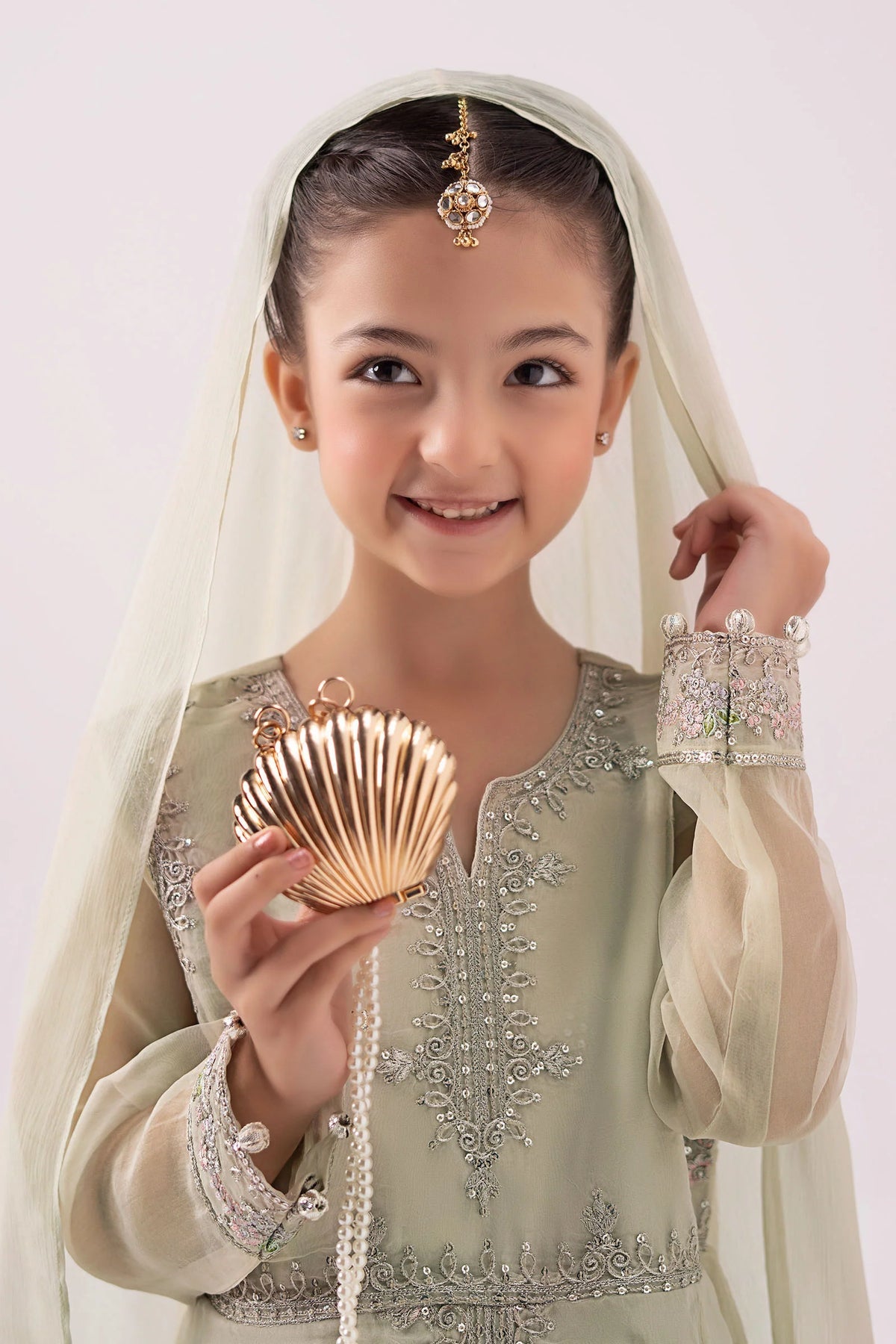 Elegant Embroidered Chiffon Girls’ 3-Piece Party Wear – Ready to Wear