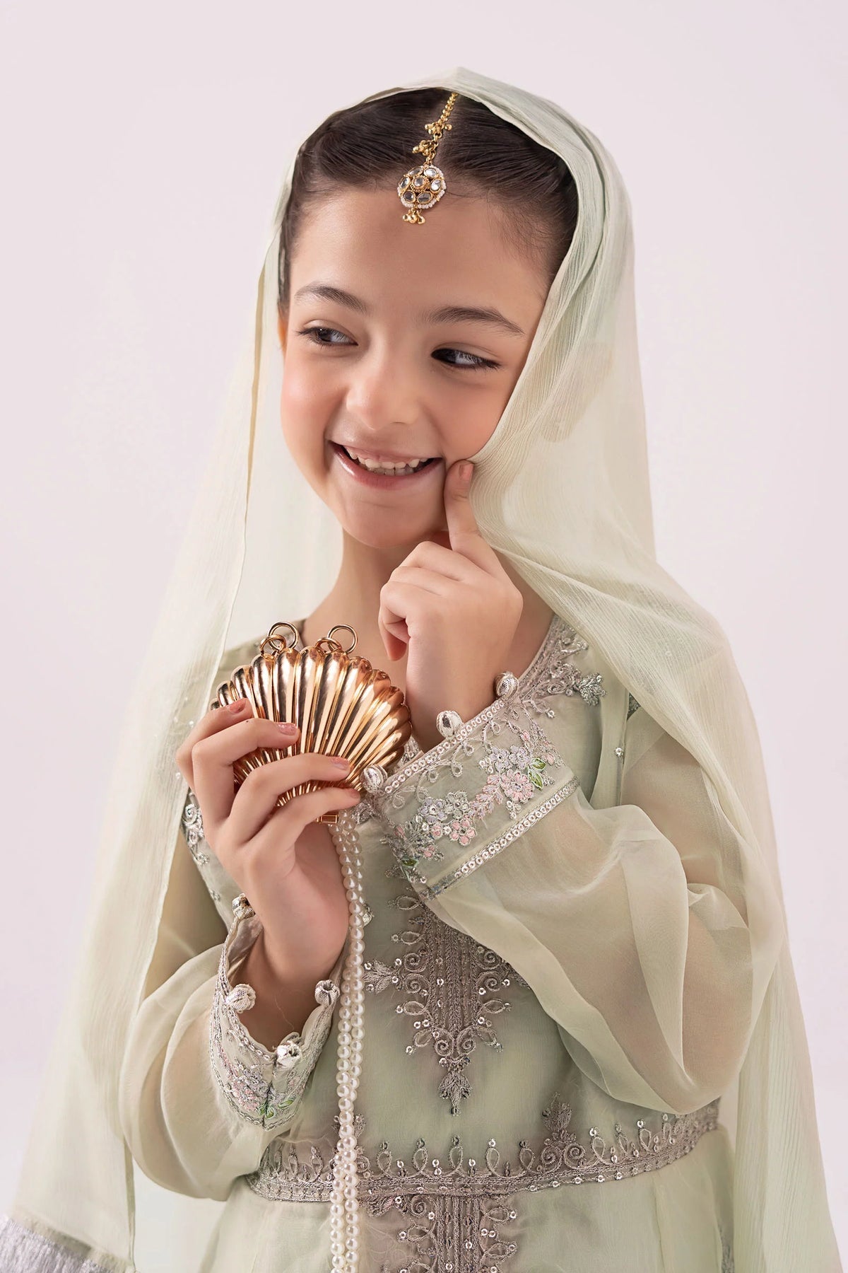 Elegant Embroidered Chiffon Girls’ 3-Piece Party Wear – Ready to Wear