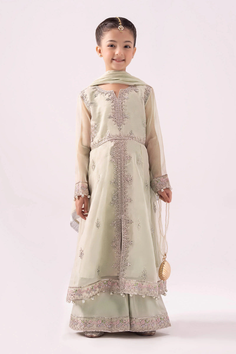 Elegant Embroidered Chiffon Girls’ 3-Piece Party Wear – Ready to Wear