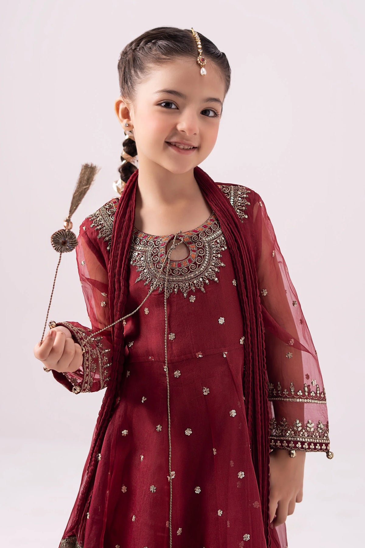 Elegant Embroidered Chiffon Girls’ Ready-to-Wear Suit
