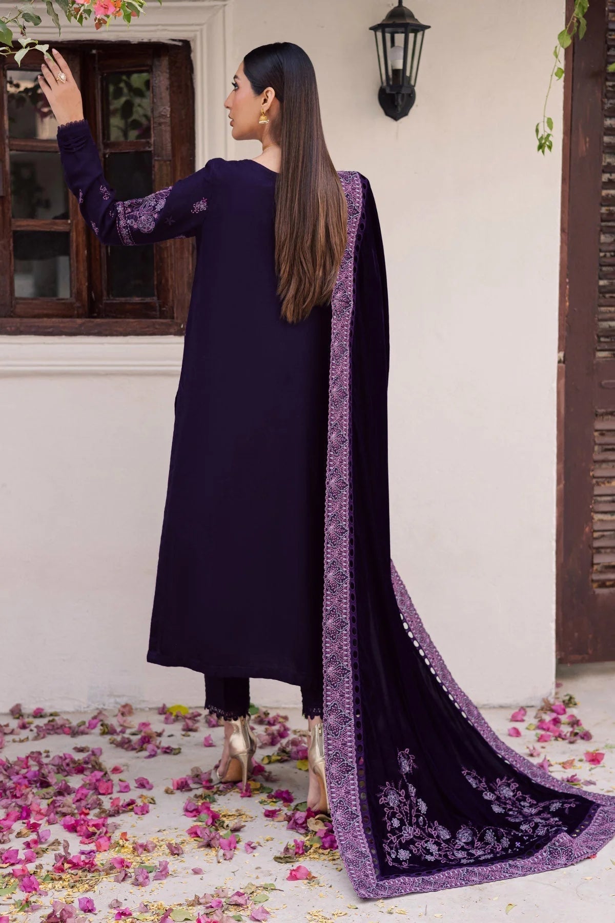 Deep Purple & Lilac: Velvet Embroidered Suit | Ready To Wear