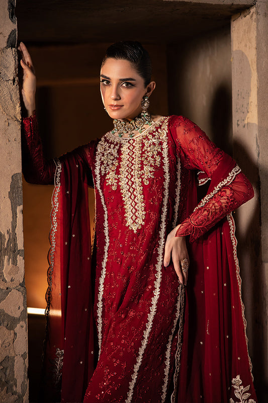 Maroon Sequence Chiffon Formal Suit | Ready To Wear